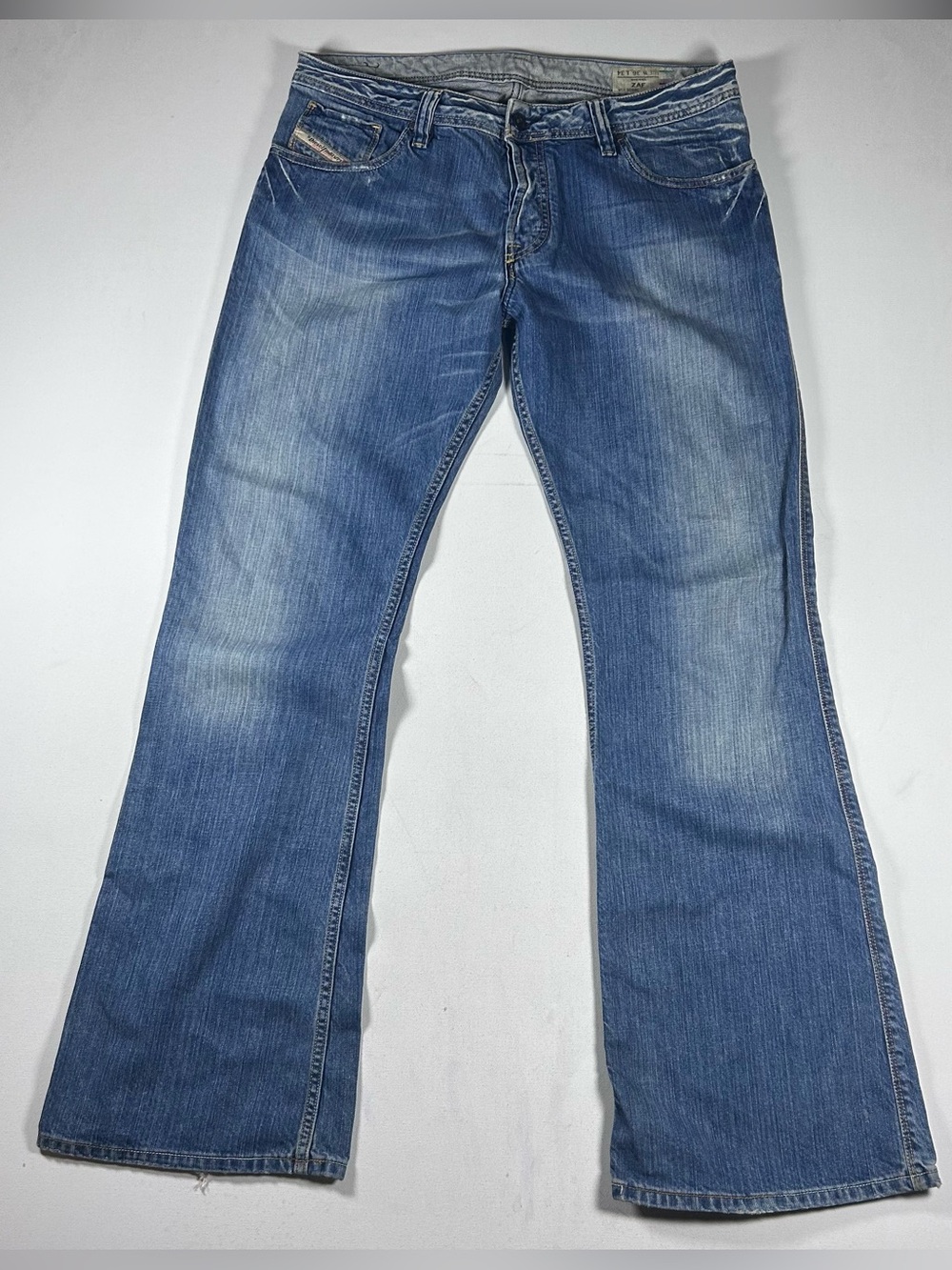 Diesel Zatiny Jeans Mens 36x34 Blue Bootcut Stretch Denim Muddy Wash 008BC Y2K